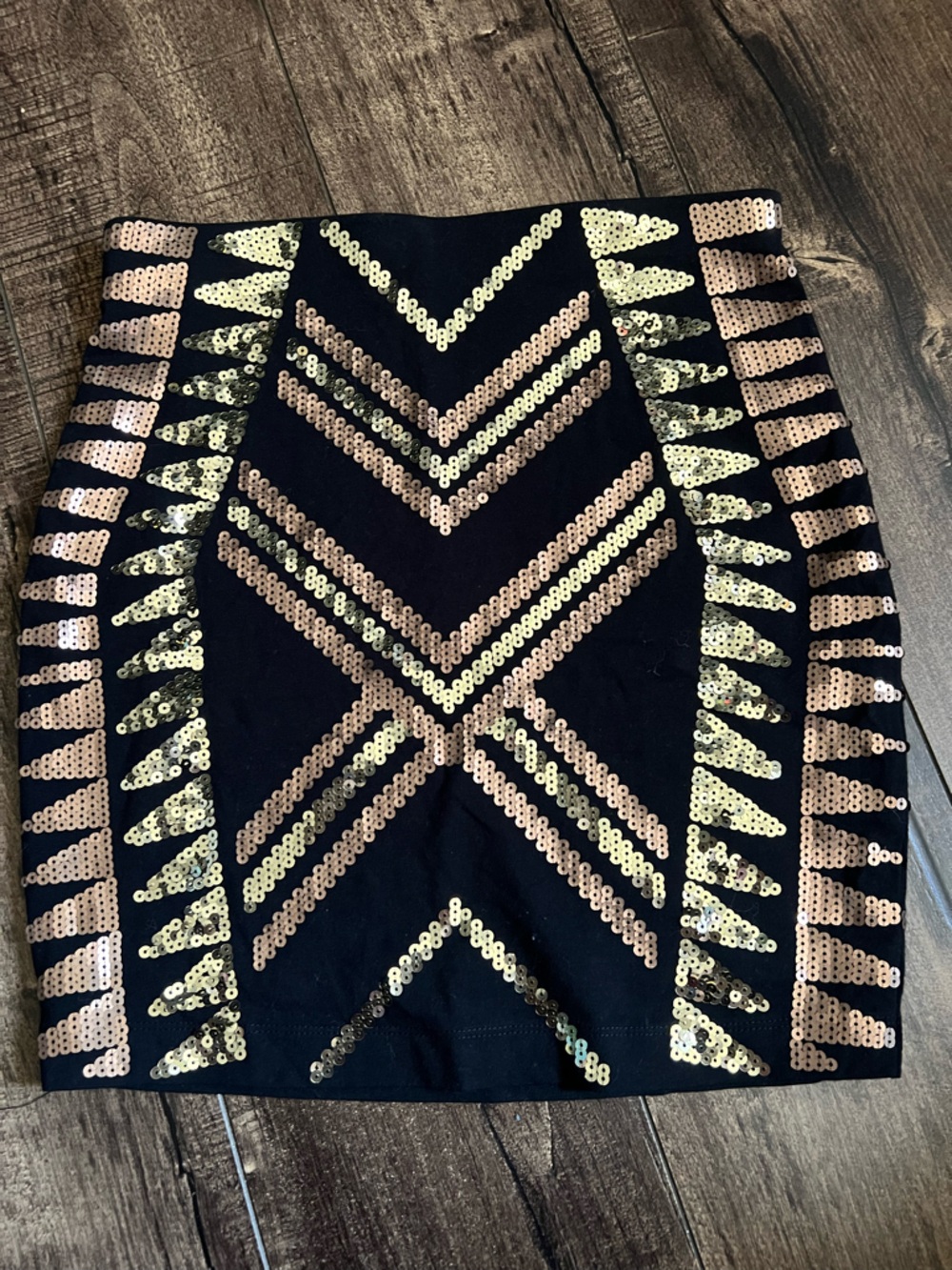 Express Black Skirt with Gold Sequins